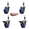 Service Caster 3.5'' Blue Poly Wheel Swivel 7/8'' Expanding Stem Caster Set 2 Brakes, 4PK SCC-EX20S3514-PPUB-BLUE-2-PLB-2-78 - alternate 3